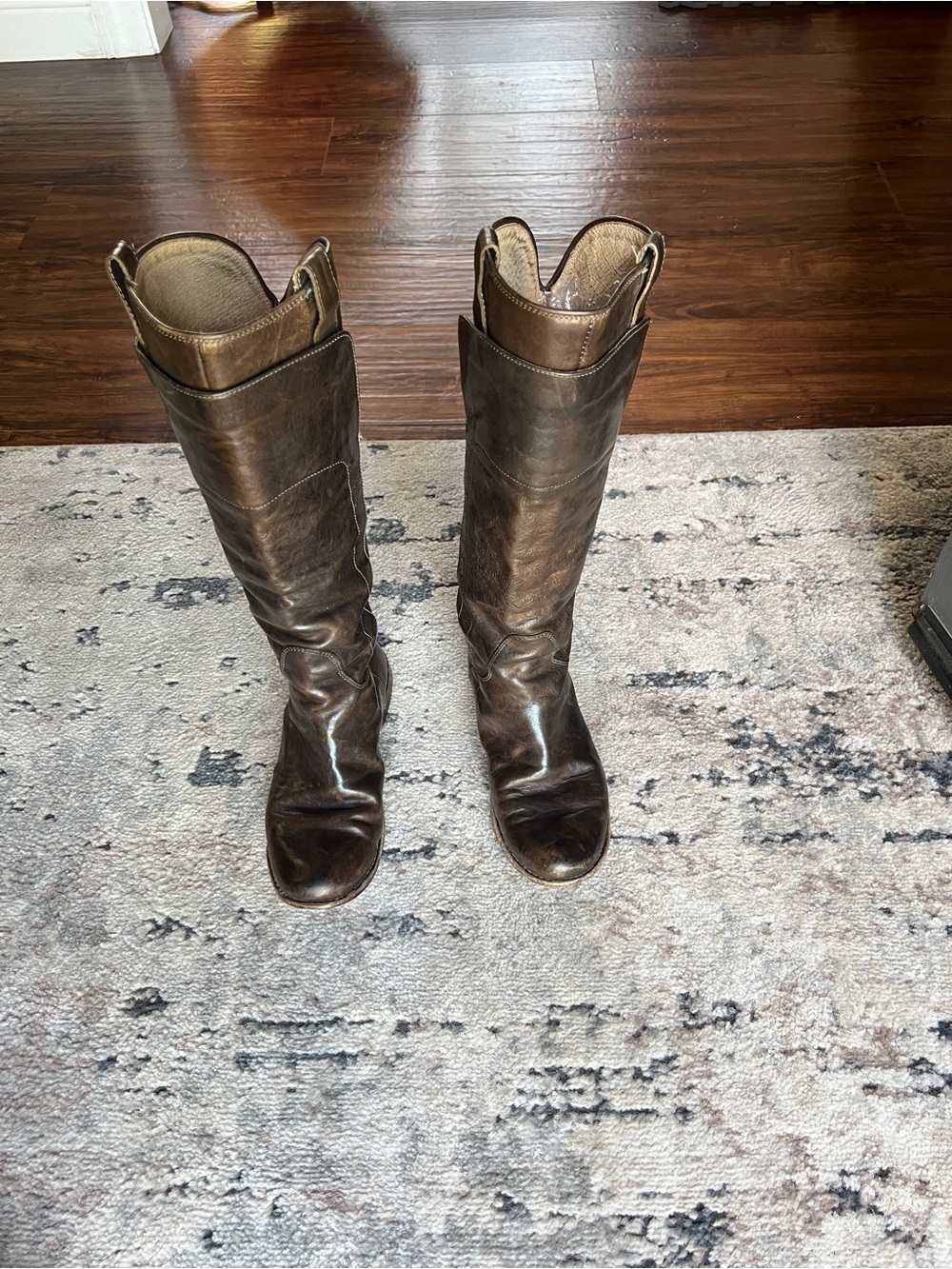 Leather Tall Riding Boots - Brown